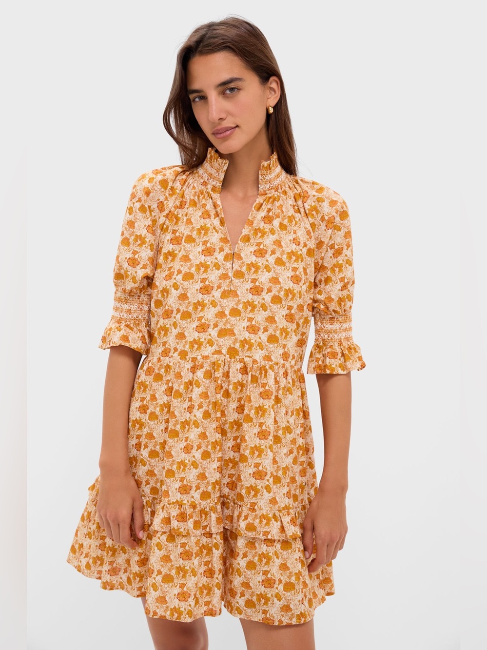 Hyacinth House Smocked Ruffle Mini Dress Floral XS